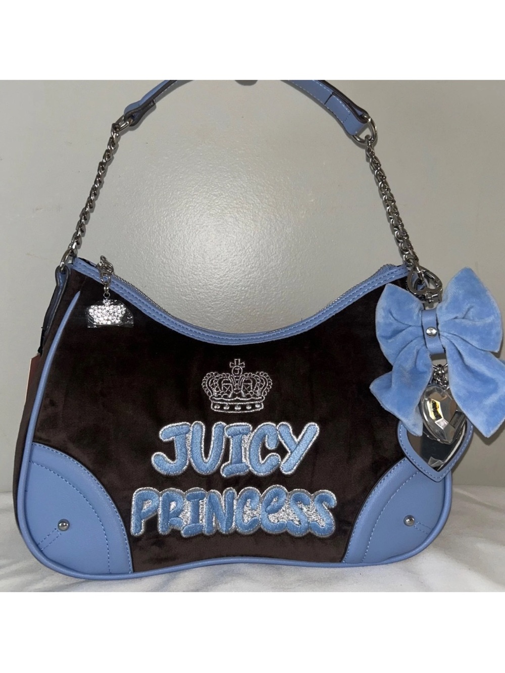 NEW! JUICY COUTURE Velour American Princess Shoulder Bag in Chocolate Brown